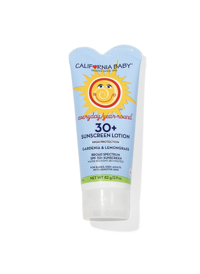 California Baby - California Baby Everyday SPF 30+ Sunscreen | Broad Spectrum | Titanium Dioxide | Scented Mineral Sunscreen | Reef Safe Sunscreen | Hypoallergenic Physical Sunscreen | 82g / 2.9oz - Image 1