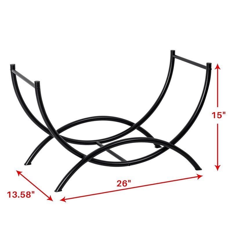 Generic Unique Lifestyle Curved Heavy Duty IndoorOutdoor Firewood Racks 26 Inches Log Rack Half Round for Wood Storage Black Semicircle  - Image 3