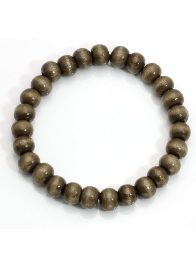 MILAKOO 5 Pcs Wooden Beaded Bracelet Bangle for Men and Women Elastic 8MM Beads - Image 3