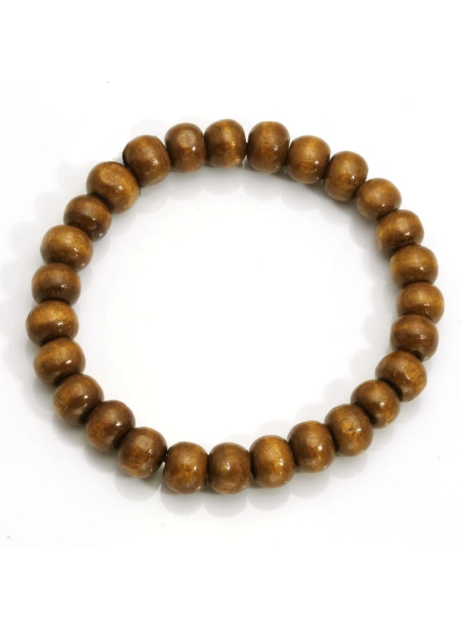 MILAKOO 5 Pcs Wooden Beaded Bracelet Bangle for Men and Women Elastic 8MM Beads - Image 2