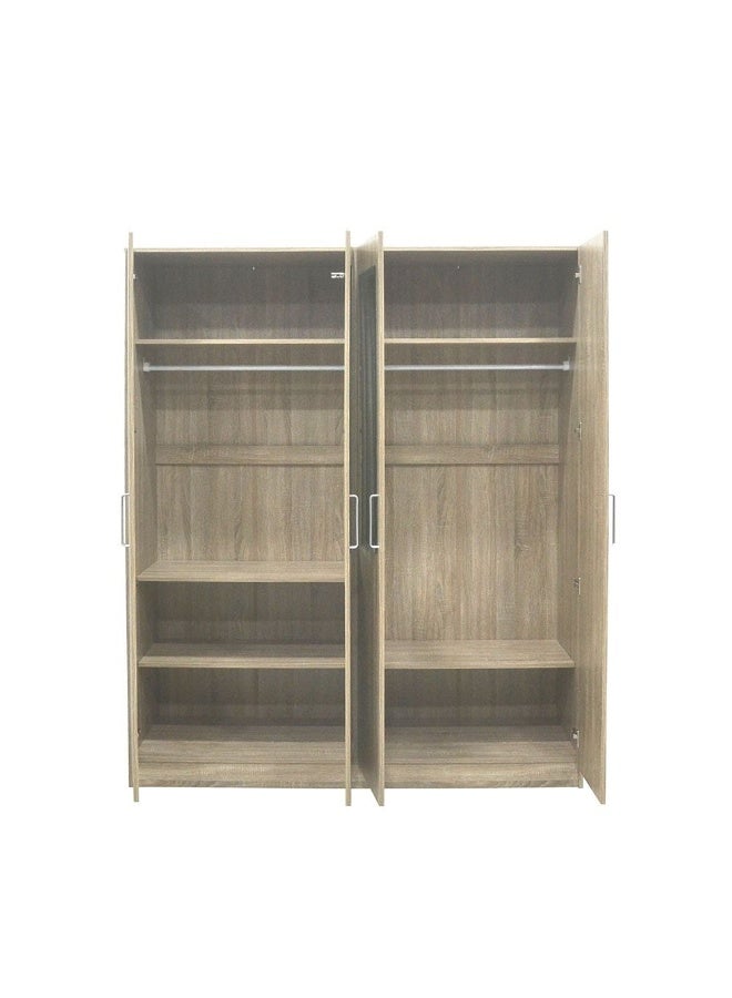 DANUBE HOME خزانة ملابس فاخرة بأربعة أبواب مع مرآة لتعليق الملابس رف تخزين قوي إضافي منظم بتصميم حديث خزائن موفرة للمساحة لغرفة النوم - بلوط سونوما الفرنسي - Image 2
