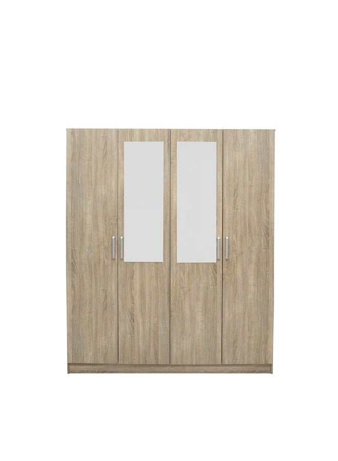 DANUBE HOME خزانة ملابس فاخرة بأربعة أبواب مع مرآة لتعليق الملابس رف تخزين قوي إضافي منظم بتصميم حديث خزائن موفرة للمساحة لغرفة النوم - بلوط سونوما الفرنسي - Image 4
