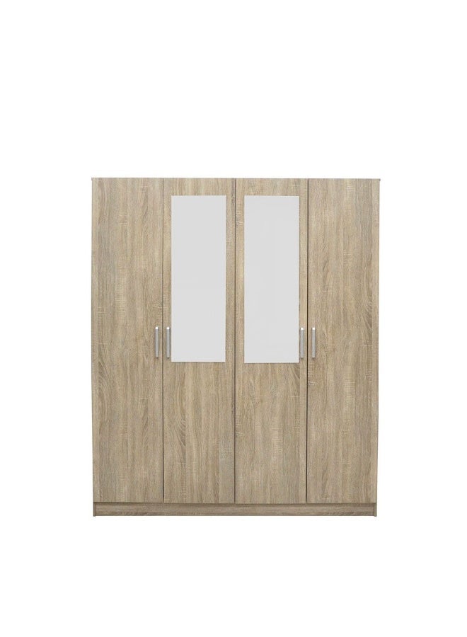 DANUBE HOME Supreme 4-Door Wardrobe With Mirror For Hanging Clothes Extra Sturdy Rack Storage Organiser Modern Design Space Saving Cabinets For Bedroom - French Sonoma Oak - Image 3