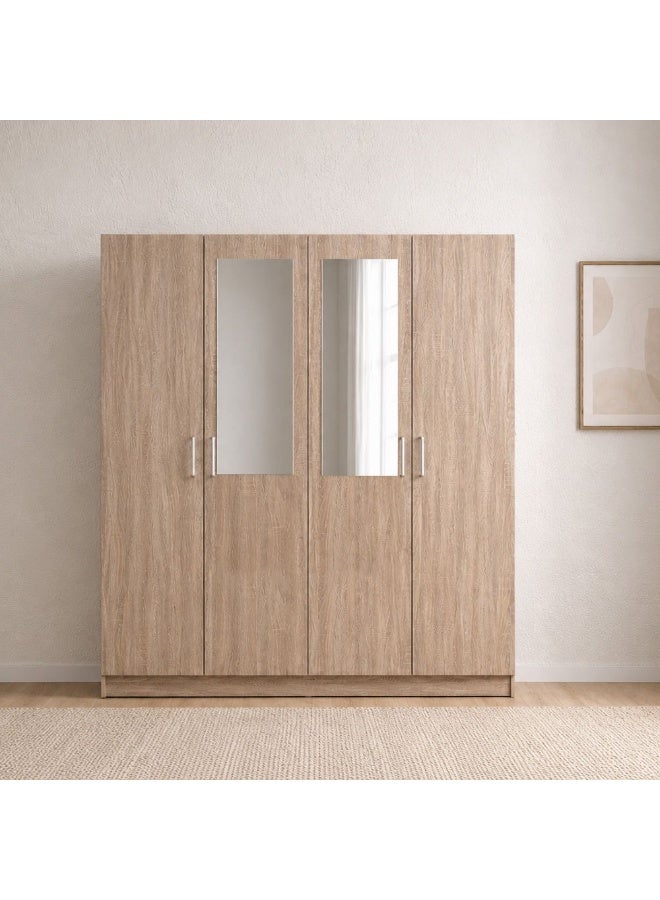 DANUBE HOME Supreme 4-Door Wardrobe With Mirror For Hanging Clothes Extra Sturdy Rack Storage Organiser Modern Design Space Saving Cabinets For Bedroom - French Sonoma Oak - Image 3