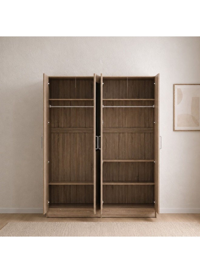 DANUBE HOME Supreme 4-Door Wardrobe With Mirror For Hanging Clothes Extra Sturdy Rack Storage Organiser Modern Design Space Saving Cabinets For Bedroom - French Sonoma Oak - Image 2