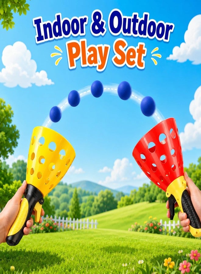 MarvelStore Click and Catch Twin Ball Game for Kids, Scoop Ball Launcher Set with 2 Catch Cups & Plastic Balls,Indoor Outdoor Sports Activity Game,Hand Eye Coordination Toy for Kids(Multicolor) - Image 2