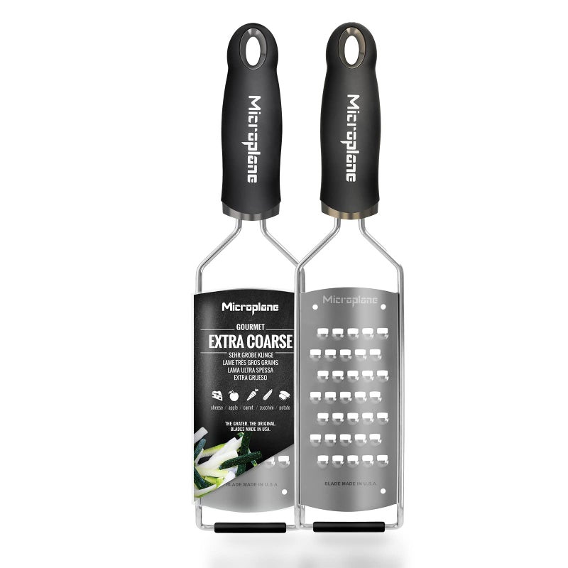 Microplane Gourmet Series Cheese Grater with Soft Touch Handle (Extra Coarse, Black) - Image 1