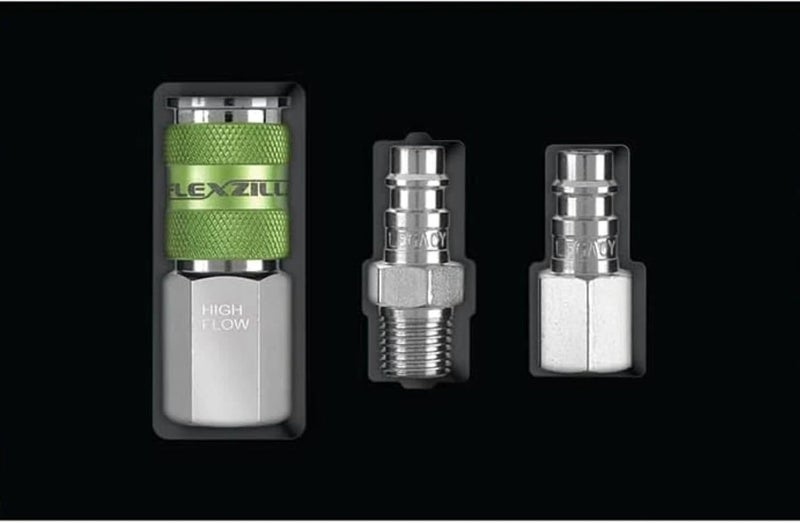 Flexzilla A53457FZ Pro High Flow Coupler & Plug Ki 7 Piece | 1/4" NPT | Push to Connect System | Allows Twice the Flow to Your Air Tools | Maximum Efficiency - Image 3