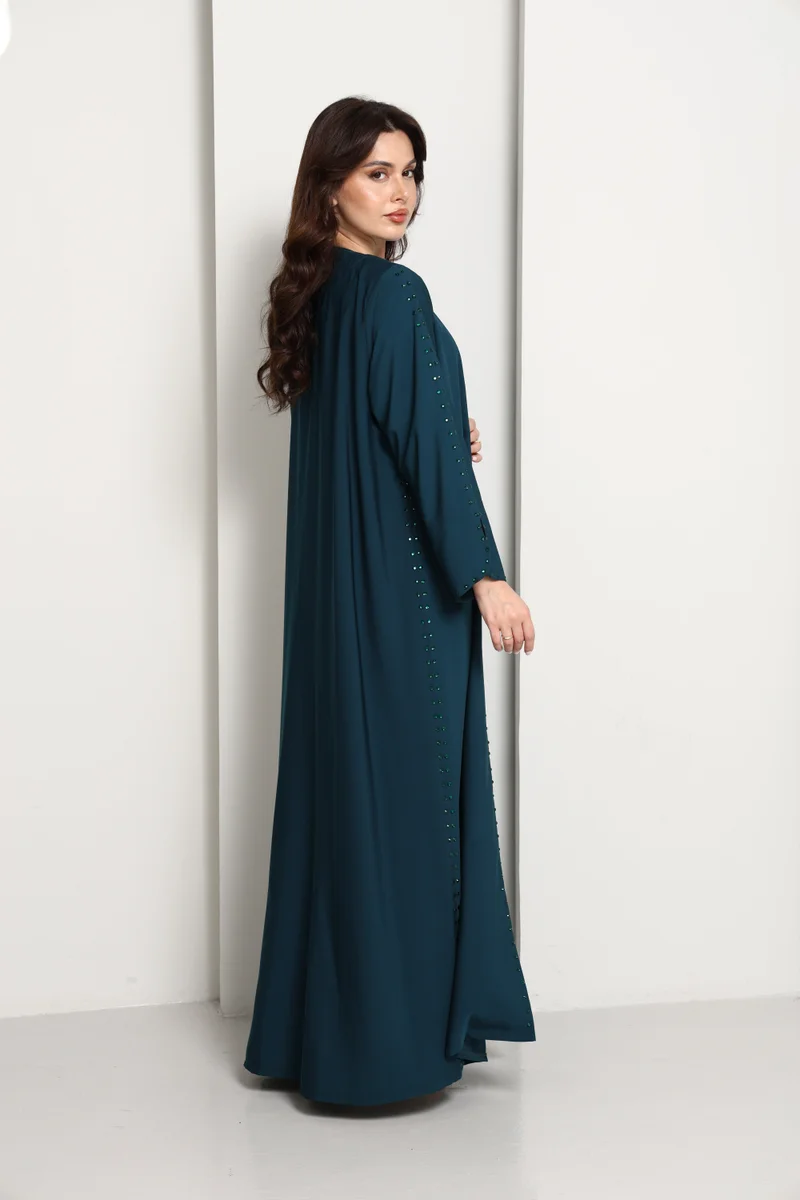 MSquare Fashion Embellished Midnight Teal Open Abaya