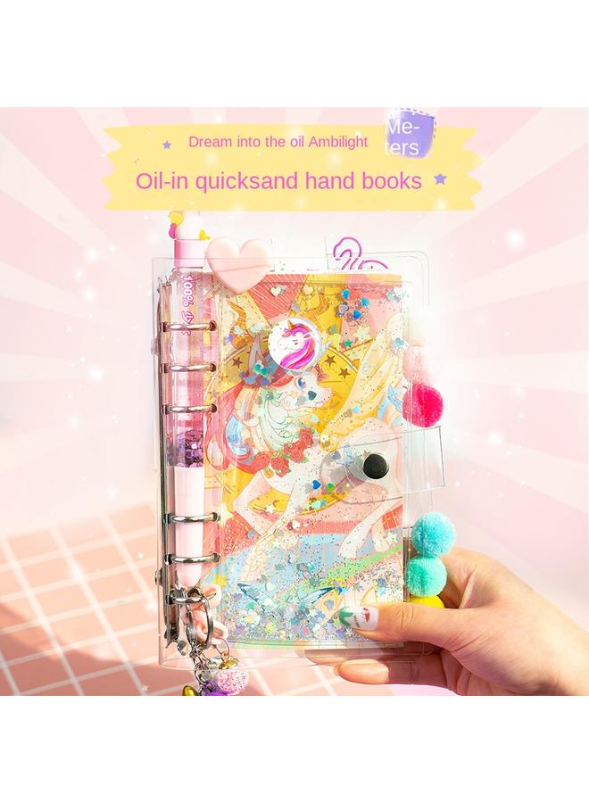 Bluejw Girl's Heart Hand Book Suit Girl's Cute High-face Value Quicksand Girl's Hand Book Gift Box Notebook Stationery - Image 2