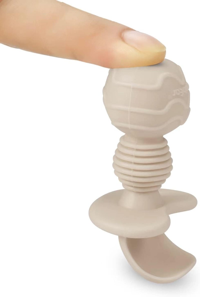 PandaEar 6 Pack Silicone Baby Spoons and Fork Feeding Set AntiChoke First Self Feeding Utensils for Baby Led Weaning Ages 3 Months TanWalnutGrey - Image 4