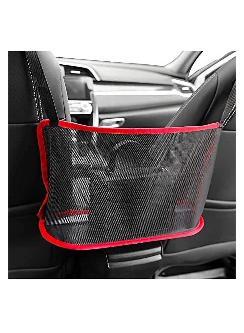 Excefore Car Net Pocket Handbag Holder Between Seats, Car Storage Netting Pouch for Purse Storage Phone Documents Pocket, Large Capacity Car Net Bag Barrier of Back Seat Pet Kids  - Image 1