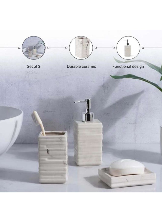 Pan Home مجموعة ملحقات الحمام الخزفية 3 قطع من الألباستر - بيج - Image 5