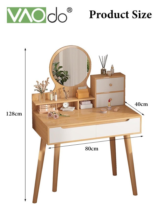 فاو دو طاولة زينة مكياج مع مرآة و4 أدراج، طاولة زينة أساسية لغرفة النوم، طاولة زينة عصرية، طاولة زينة بسيطة لغرفة مكياج غرفة النوم والمساحات الصغيرة - Image 3