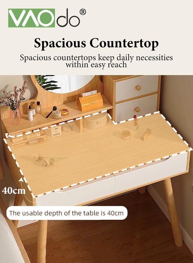 فاو دو طاولة زينة مكياج مع مرآة و4 أدراج، طاولة زينة أساسية لغرفة النوم، طاولة زينة عصرية، طاولة زينة بسيطة لغرفة مكياج غرفة النوم والمساحات الصغيرة - Image 5
