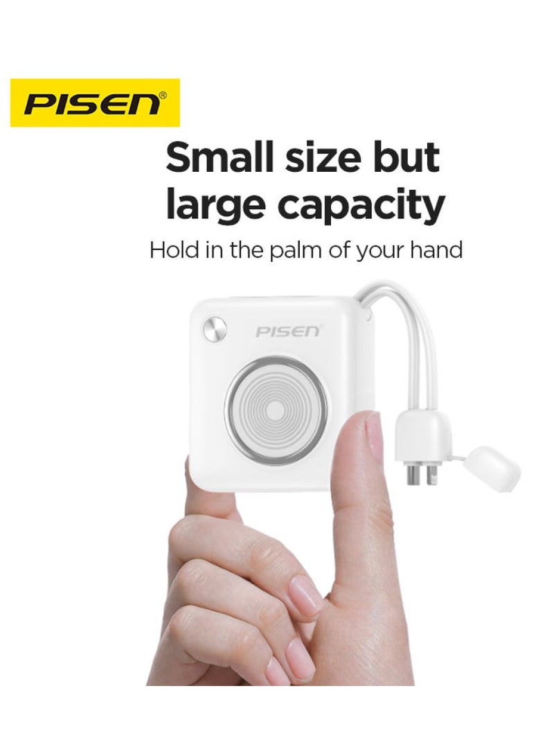 Pisen 10000 mAh Mini 22.5W Fast Charging power Bank PD 3.0 Ultra Compact Travel Portable with Built in Dual Type C & Lightning Cable LED Display Charge your iPhones Ipad and Android Devices. - Image 3