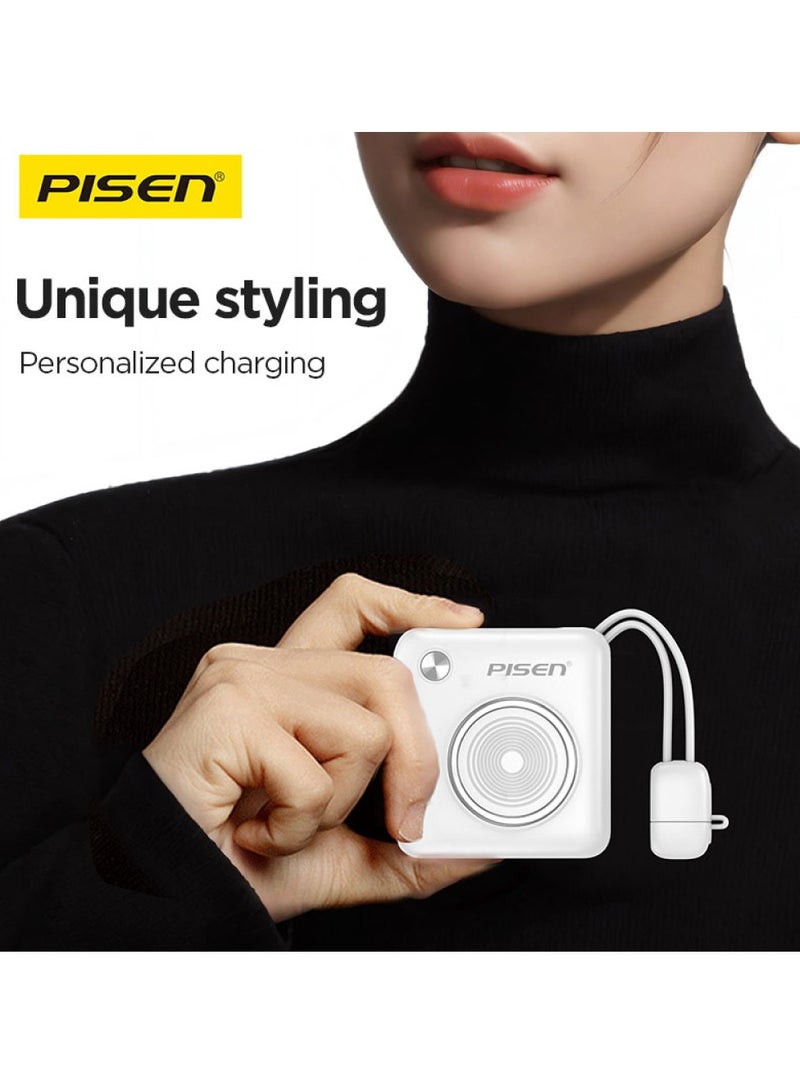 Pisen 10000 mAh Mini 22.5W Fast Charging power Bank PD 3.0 Ultra Compact Travel Portable with Built in Dual Type C & Lightning Cable LED Display Charge your iPhones Ipad and Android Devices. - Image 4