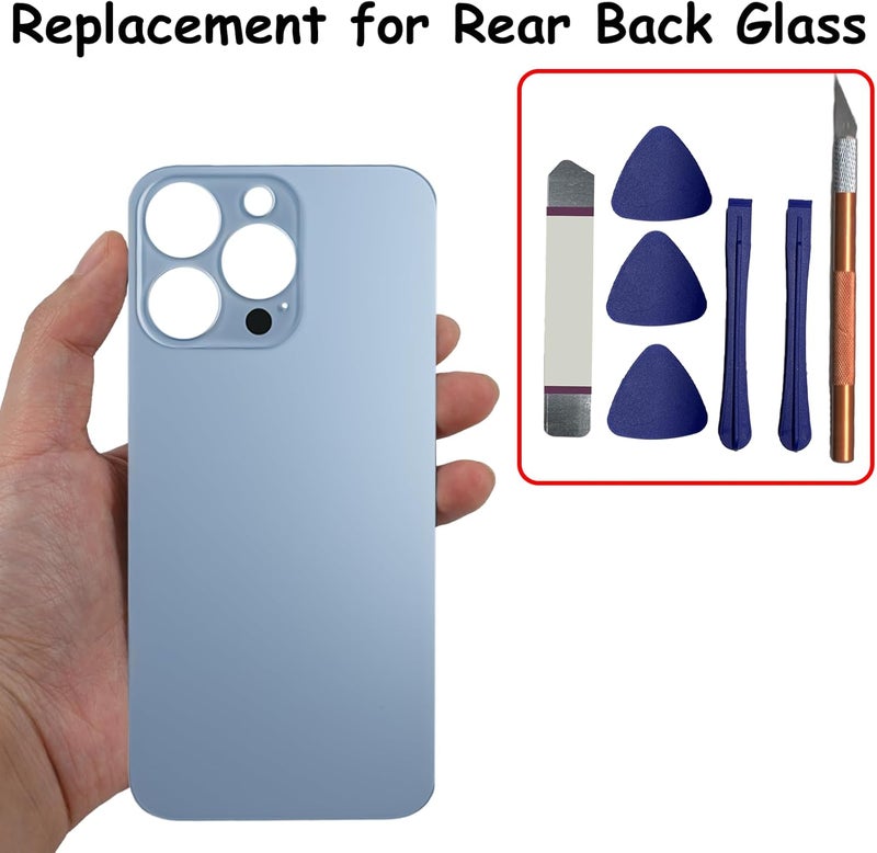 Anglepingping 13 Pro Max Back Glass Replacement for iPhone 13 Pro Max Rear Back Glass with Pre-Installed Adhesive and Tools(Sierra Blue) - Image 5
