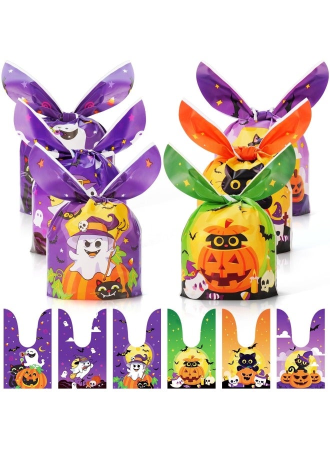 100Pcs Treat Bags, 6 Style Candy Bags Treat Bags Kids, Cute Rabbit Ear Plastic Goody Bags for Trick or Treat Goodie Party Favor Gifts - Image 1