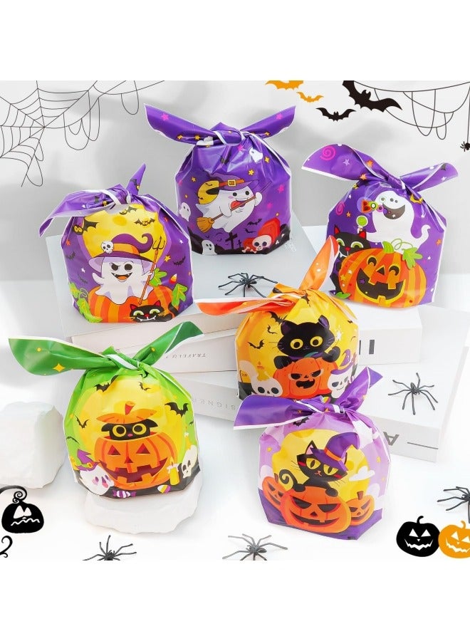 100Pcs Treat Bags, 6 Style Candy Bags Treat Bags Kids, Cute Rabbit Ear Plastic Goody Bags for Trick or Treat Goodie Party Favor Gifts - Image 3