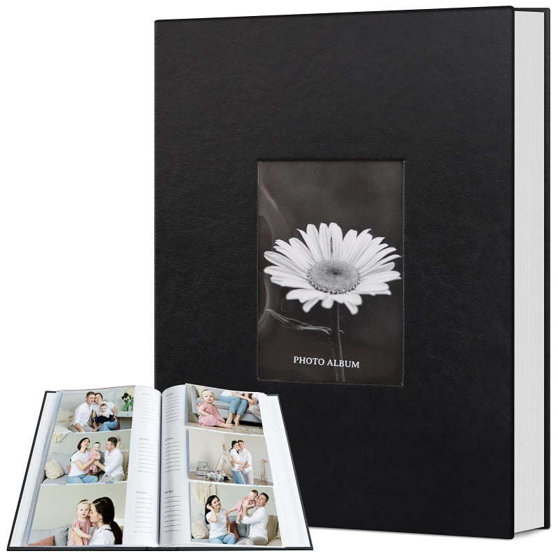 Popotop Photo Album 4x6 300 Photos with Writing Space  Leather Cover Album with Display Picture Window  Photo Book for Wedding Family Baby Gift - Image 1