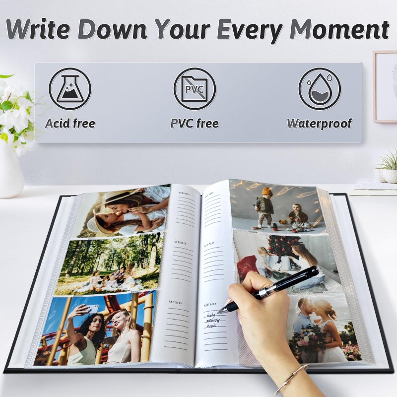 Popotop Photo Album 4x6 300 Photos with Writing Space  Leather Cover Album with Display Picture Window  Photo Book for Wedding Family Baby Gift - Image 3
