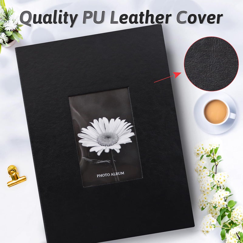 Popotop Photo Album 4x6 300 Photos with Writing Space  Leather Cover Album with Display Picture Window  Photo Book for Wedding Family Baby Gift - Image 2