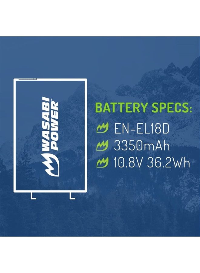 Wasabi Power Battery (2-Pack) and Dual Charger for Nikon EN-EL18d and Nikon Z9, D4, D4S, D5, D6, D850 (with adapters/Grips) - Image 2