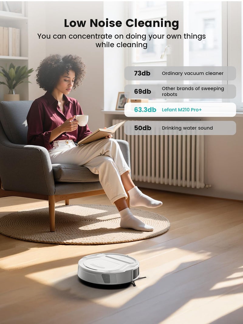 Lefant M210 Robot Vacuum Cleaner, 2200Pa Strong Suction, 7.8cm Thin 28cm Dia, Automatic Self-Charging Small Robotic Vacuums, 2.4G Wi-Fi/App/Alexa Control, Ideal for All Hard Floors - Image 5