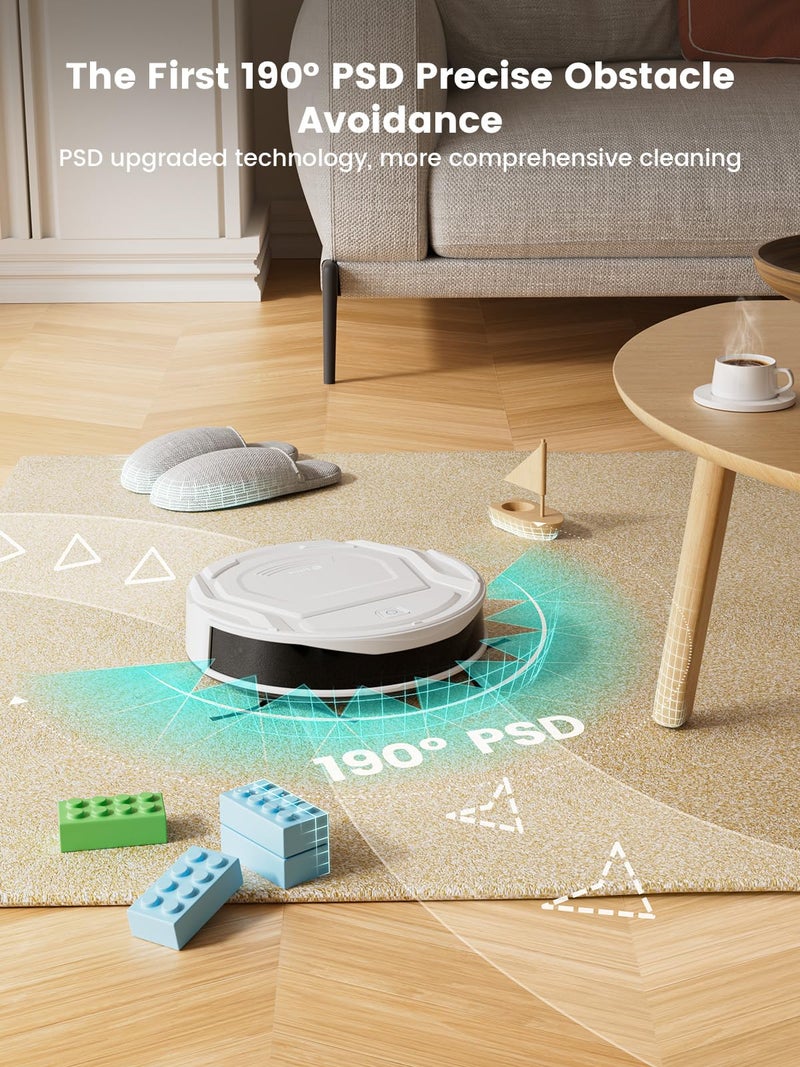Lefant M210 Robot Vacuum Cleaner, 2200Pa Strong Suction, 7.8cm Thin 28cm Dia, Automatic Self-Charging Small Robotic Vacuums, 2.4G Wi-Fi/App/Alexa Control, Ideal for All Hard Floors - Image 2