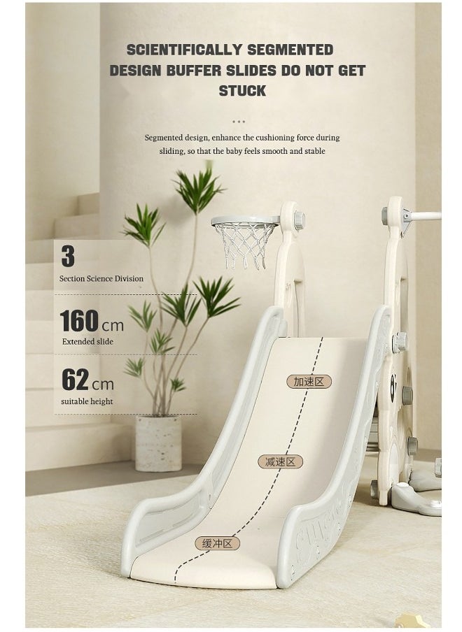 Toy Box 4-In-1 Kids Slide and Swing Set With Basketball Hoop, Indoor Outdoor Toddler Slide Set Climber Indoor Outdoor Playground, 99*36*53 cm  - Image 4