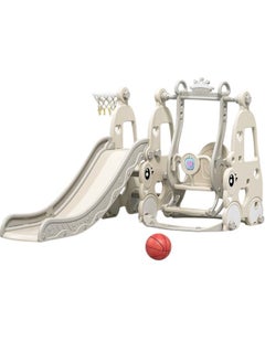 Toy Box 4-In-1 Kids Slide and Swing Set With Basketball Hoop, Indoor Outdoor Toddler Slide Set Climber Indoor Outdoor Playground, 99*36*53 cm  - Image 2