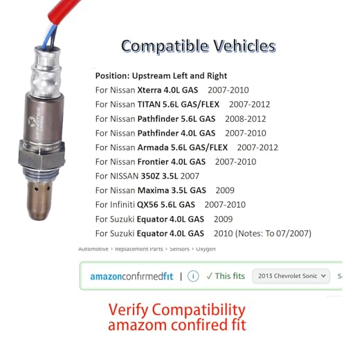 MANATEE Upstream Left and Right Oxygen O2 Sensor Compatible with Infiniti QX56 5.6, for Nissan Xterra Titan Pathfinder Armada Frontier 350Z Maxima 4.0 5.6, for Suzuki Equator 4.0 (2 Pcs) - Image 2