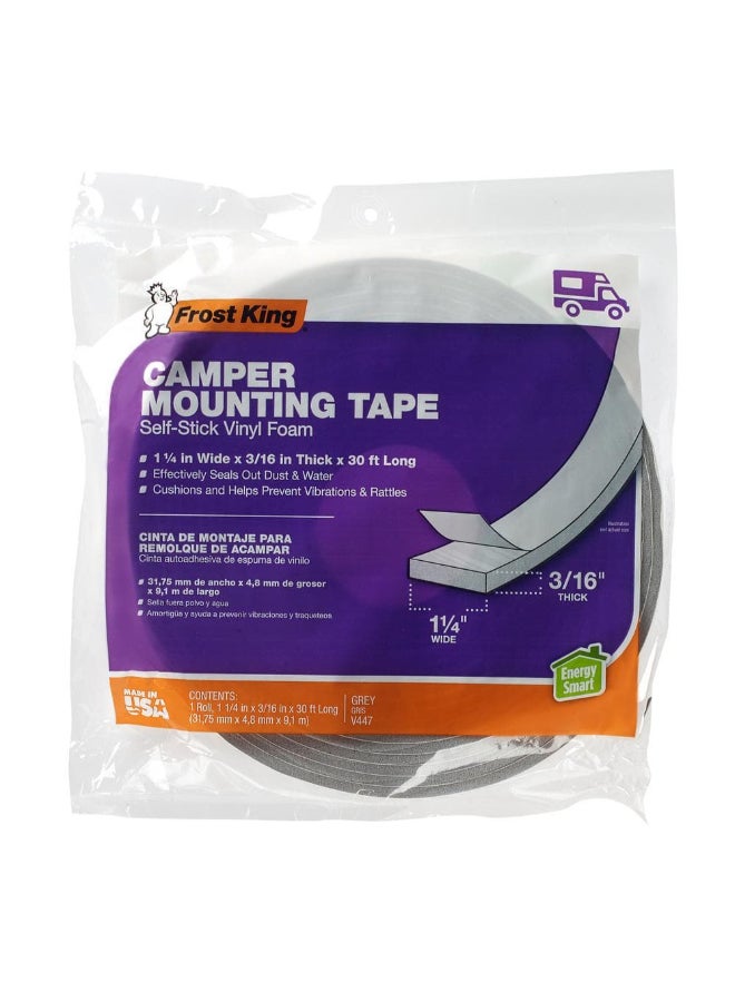 Frost King Self-Stick Vinyl Foam Camper Mounting Tape Grey 1-1/4 Inch x 30 ft V447H - Image 1
