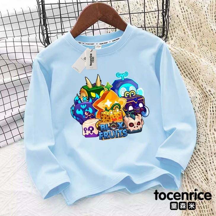 Blox Fruits Game Fruit Leopard Box Children'S Long Sleeve Boys' Top Medium And Large Children'S Thin Base Shirt 8 - Image 1