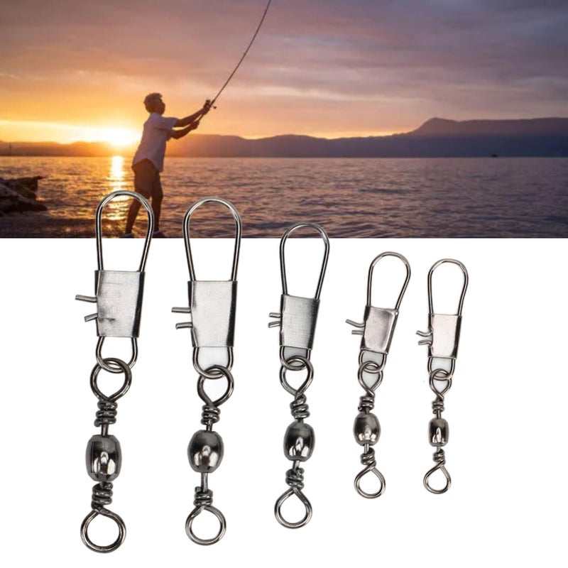 High Strength Carbon Steel Fishing Swivels With Safety Snap 100 Pack Saltwater Freshwater Gear - Image 4