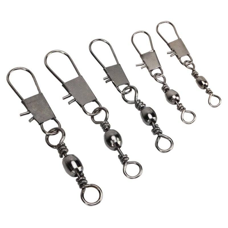 High Strength Carbon Steel Fishing Swivels With Safety Snap 100 Pack Saltwater Freshwater Gear - Image 3