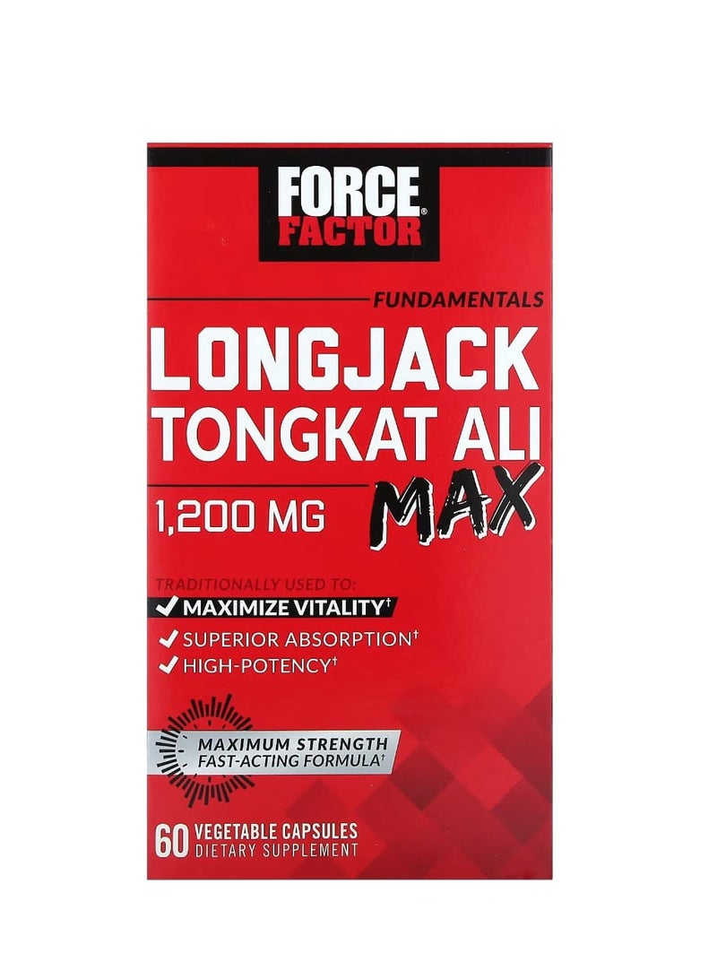 Force Factor Fundamentals LongJack Tongkat Ali Max 1200 mg 60 Vegetable Capsules (600 mg per Capsule) - Image 2
