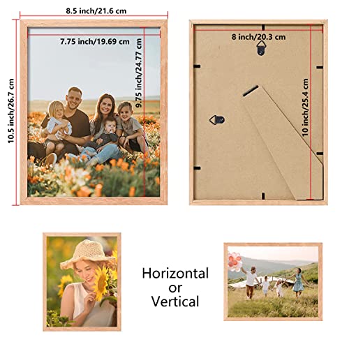ATOBART 8x10 Set of 6 Oak Wood Picture Frame Solid Wooden Photo Frame Natural Wood Color Frames with Real Glass for Wall Mounting or Tabletop Living Room Bedroom Home Decor - Image 2