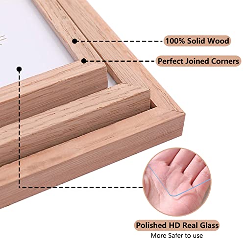 ATOBART 8x10 Set of 6 Oak Wood Picture Frame Solid Wooden Photo Frame Natural Wood Color Frames with Real Glass for Wall Mounting or Tabletop Living Room Bedroom Home Decor - Image 3