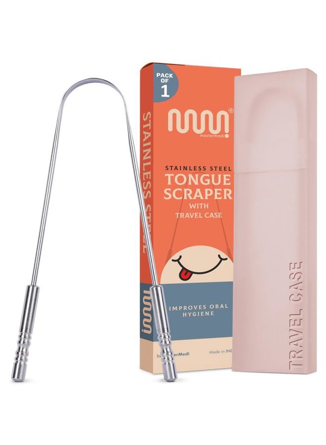 MasterMedi Tongue Scraper with Case Easy to Use Tongue Scraper for Adults, Tongue Cleaner for Oral Care & Hygiene (Single Pack (with Travel Case)) - Image 1