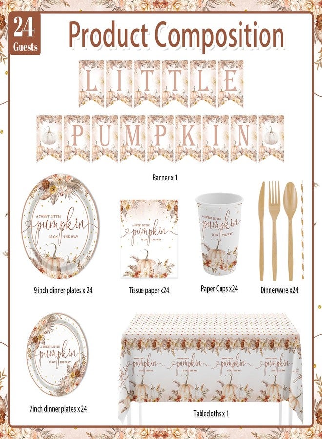 ميهوفوند زينة حفلات استقبال المولود الجديد من MEHOFOND على شكل قرع الخريف، زهور بوهو، عشب البامباس، لوازم حفلات القرع الصغير، مجموعة أدوات مائدة للاستخدام مرة واحدة، 194 قطعة، أطباق ومناديل، لافتات، مفارش طاولة بلاستيكية لحفلات استقبال المولود الجديد - Image 2