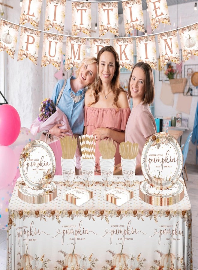 ميهوفوند زينة حفلات استقبال المولود الجديد من MEHOFOND على شكل قرع الخريف، زهور بوهو، عشب البامباس، لوازم حفلات القرع الصغير، مجموعة أدوات مائدة للاستخدام مرة واحدة، 194 قطعة، أطباق ومناديل، لافتات، مفارش طاولة بلاستيكية لحفلات استقبال المولود الجديد - Image 3