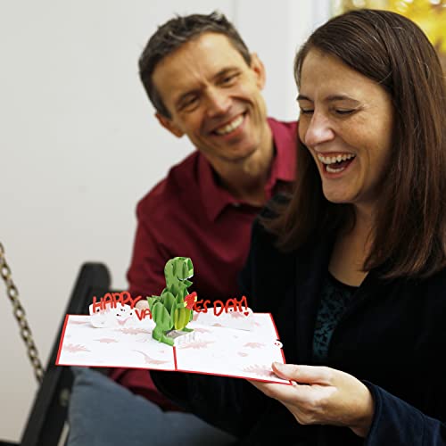 Lovepop Valentines Day Card for Her, Him - 3D Romantic Greeting Pop-Up Cards - T-Rex You Make my Heart Saur - 5" x 7" - Blank Notecard & Envelope Included - Image 5