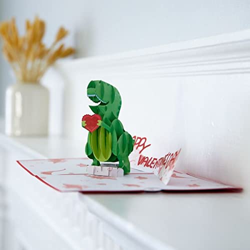 Lovepop Valentines Day Card for Her, Him - 3D Romantic Greeting Pop-Up Cards - T-Rex You Make my Heart Saur - 5" x 7" - Blank Notecard & Envelope Included - Image 3
