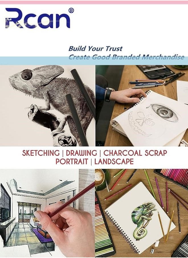 Rcan - A4 Art Sketchbook Spiral Binding Perforated Thickened Marker HardCover Graffiti Drawing Book Pad Blank Notebook Acid Free Travel Diary Suitable for Beginners Art Students Children 50 Sheets - Image 1
