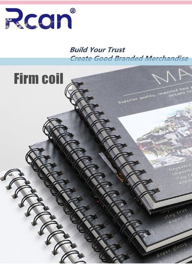 Rcan - A4 Art Sketchbook Spiral Binding Perforated Thickened Marker HardCover Graffiti Drawing Book Pad Blank Notebook Acid Free Travel Diary Suitable for Beginners Art Students Children 50 Sheets - Image 1
