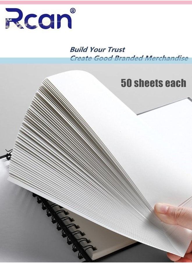Rcan - A4 Art Sketchbook Spiral Binding Perforated Thickened Marker HardCover Graffiti Drawing Book Pad Blank Notebook Acid Free Travel Diary Suitable for Beginners Art Students Children 50 Sheets - Image 1