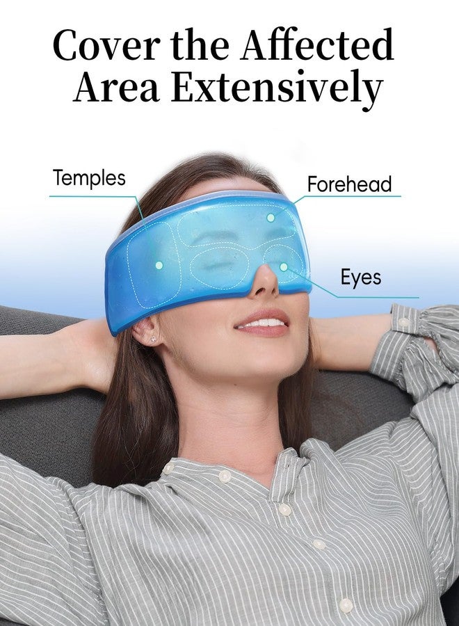 iCooBreeze Cooling Eye Mask for Puffy Eyes, Headache and Migraine Relief Gel Eye Mask, for Headache, Puffiness, Eye Strain, Sinusitis & Post-Surgery Care - Large Soft Reusable Cold Eye Compress, Deep Blue - Image 3
