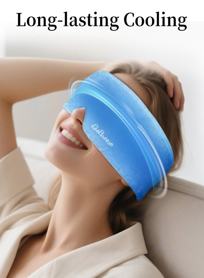 iCooBreeze Cooling Eye Mask for Puffy Eyes, Headache and Migraine Relief Gel Eye Mask, for Headache, Puffiness, Eye Strain, Sinusitis & Post-Surgery Care - Large Soft Reusable Cold Eye Compress, Deep Blue - Image 4